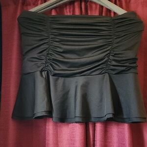Black Flirty Ruched Mini Skirt